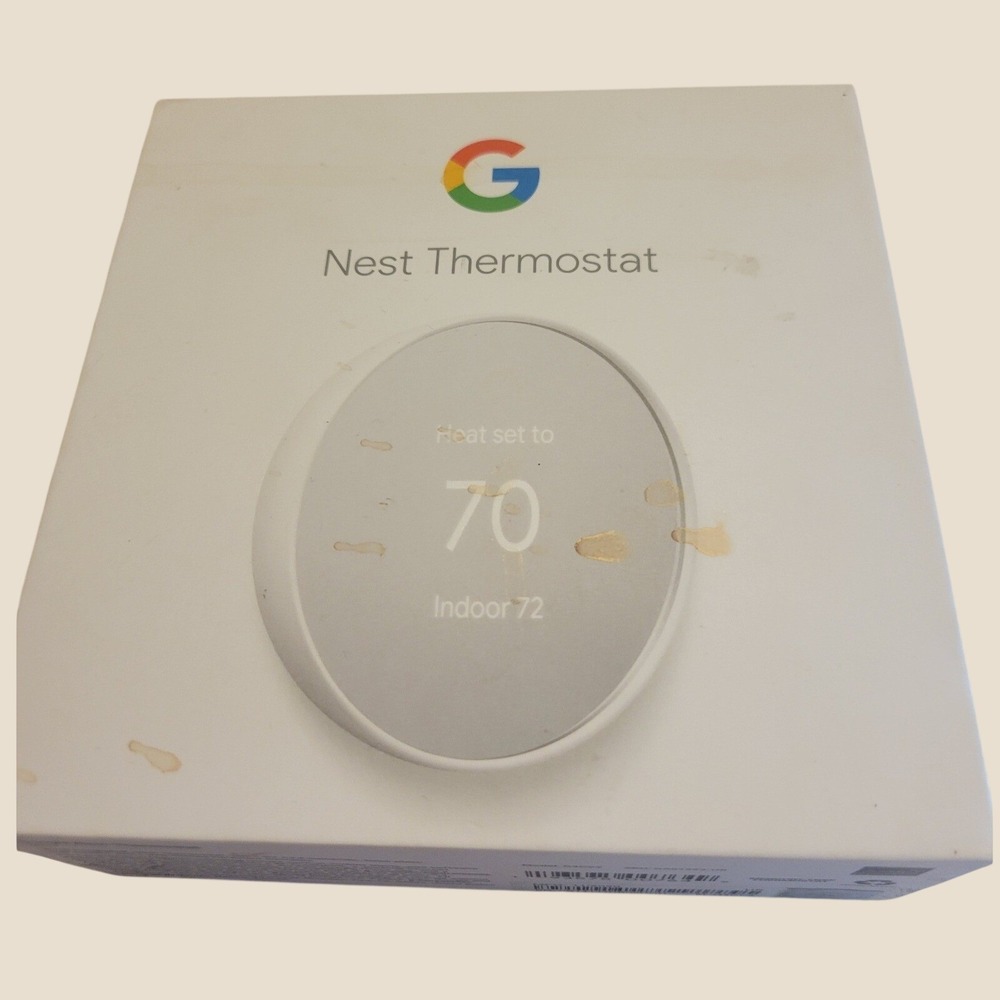 Google Nest Thermostat Programmable Smart Home Wi-Fi Energy Star G4CVZ white
